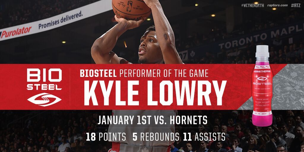 Raptors's tweet photo. Kyle Lowry had his hand in everything in a Raps win. He is your @BioSteelSports Performer of the Game. #NBAVote https://t.co/W764rONkcl