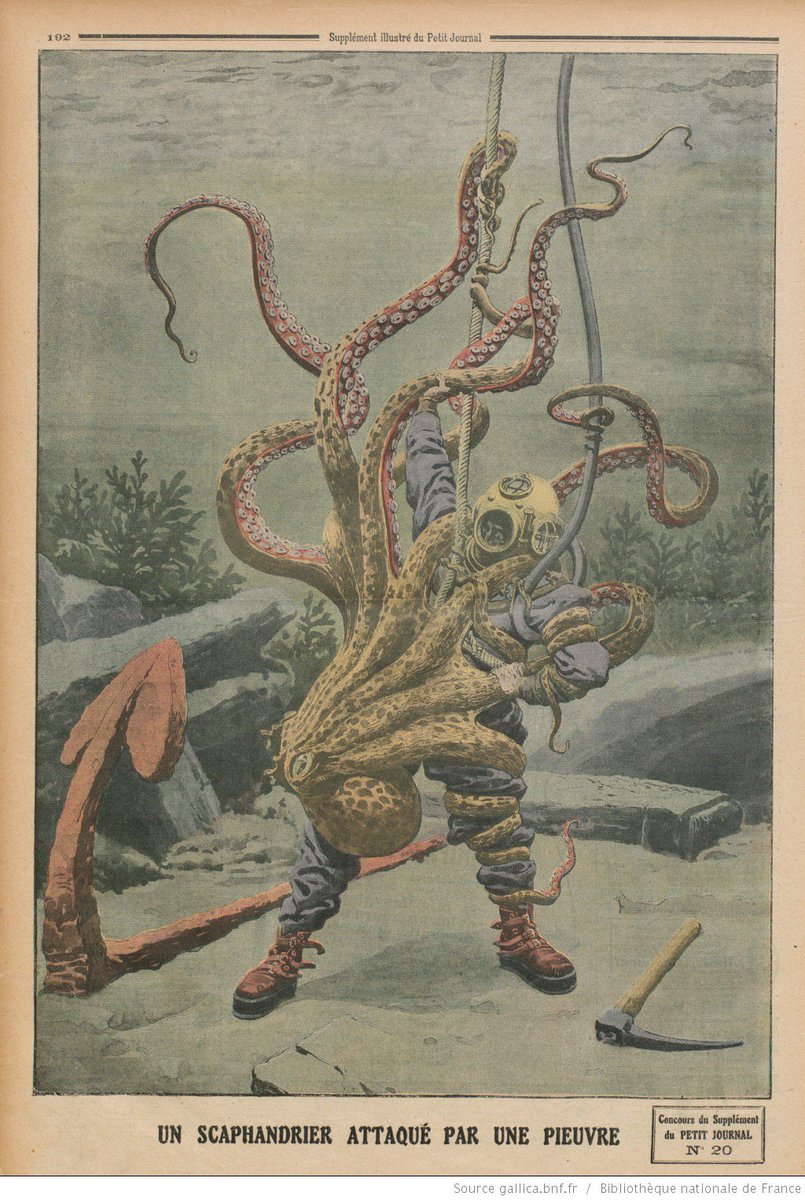 Gorgeous giant octopus attack, 1912
bit.ly/1SruKFZ