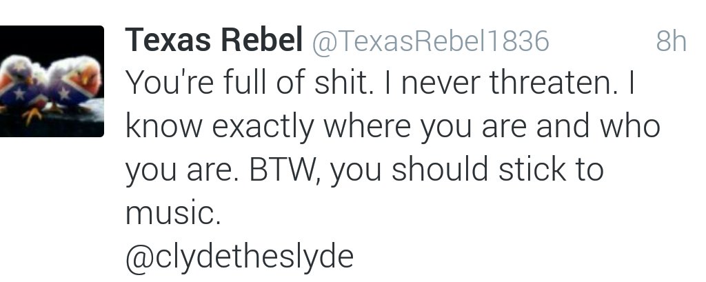 How a Tea Party "Patriot" deals with opposing viewpoints. >>> <a href="/TexasRebel1836/">Texas Rebel KGB 🕵</a>