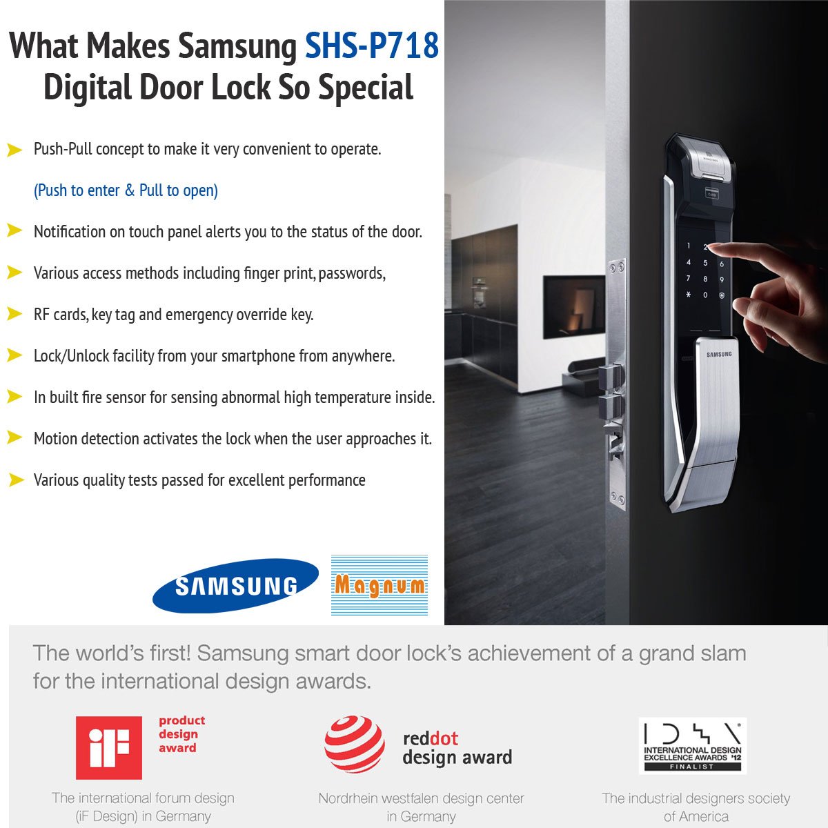 MagnumTele's tweet image. What Makes #Samsung SHS-P718 Digital Door Lock So Special.

#Magnum #DigitalDoorLock #DigitalDoorLocks
