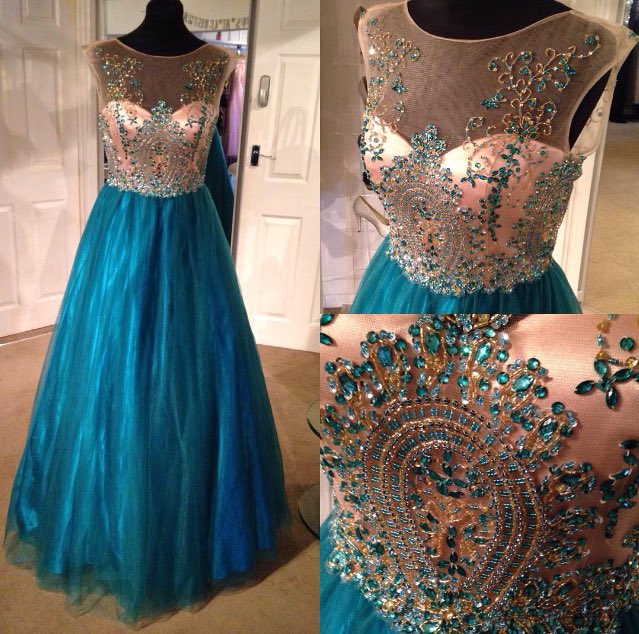 Full_length_fab's tweet photo. Alyce Paris nude/teal prom dress❤️ https://t.co/xAc861B84a