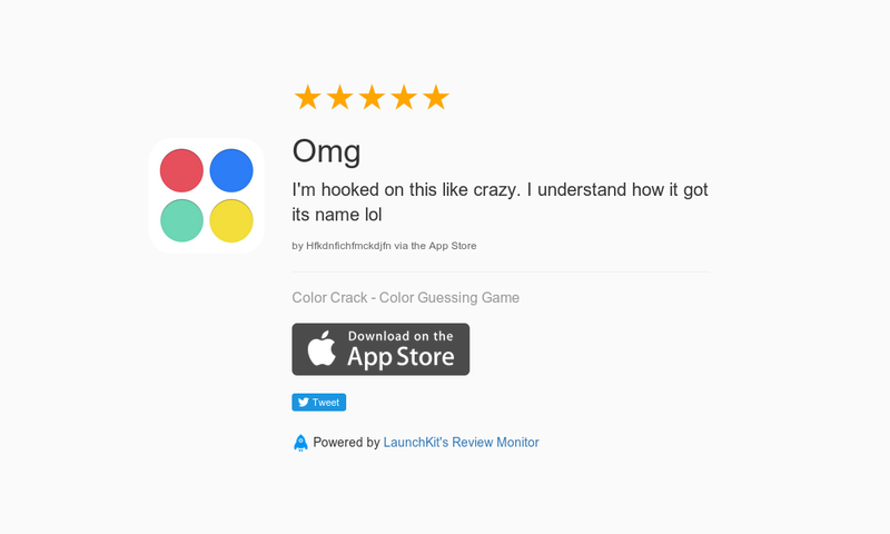 ColorCrack's tweet image. 5 Star Review: "Omg: I'm hooked on this like crazy. I understand how it got its name lol" launchkit.io/reviews/jMl9ki…