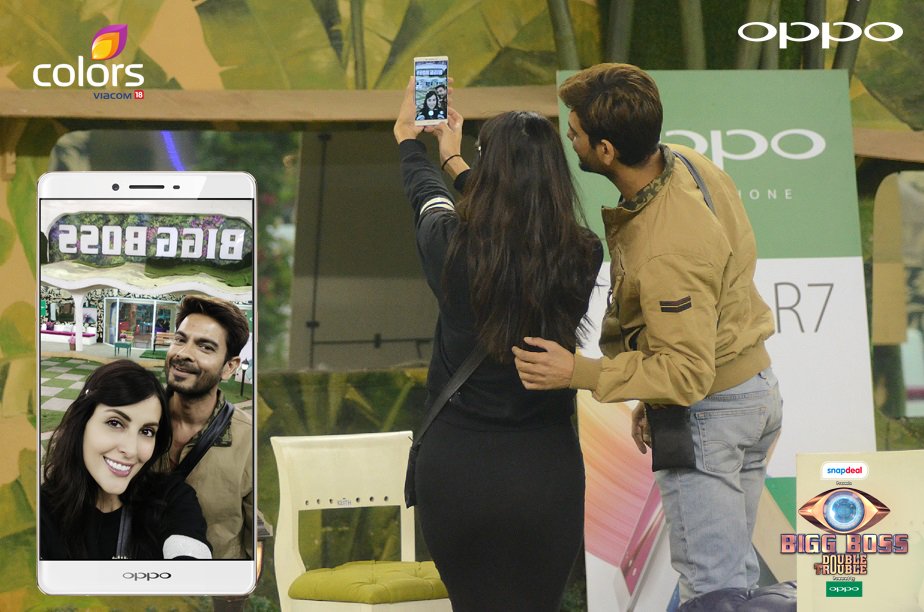 OPPOIndia's tweet photo. Mandana Karimi won the OPPO – Joyful Selfie task at Bigg Boss 9. Here is the original shot taken by OPPO #R7Plus. https://t.co/Yew0V3dNst