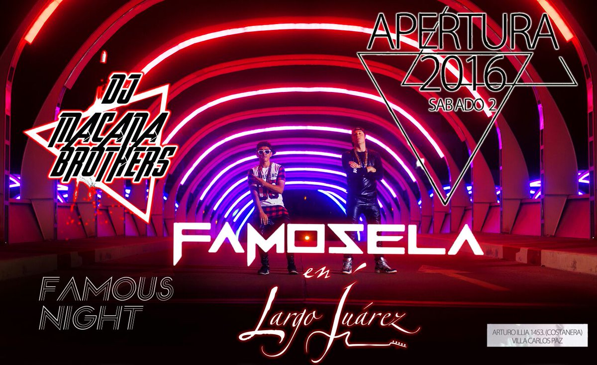 Trap_Argentina's tweet photo. Esta noche arrancamos la temporada en Carlos Paz #Famosela #Djs #Verano #2016 #FamousNight en #LargoJuarez ✌😎🎶 https://t.co/WWpM4BE1yU