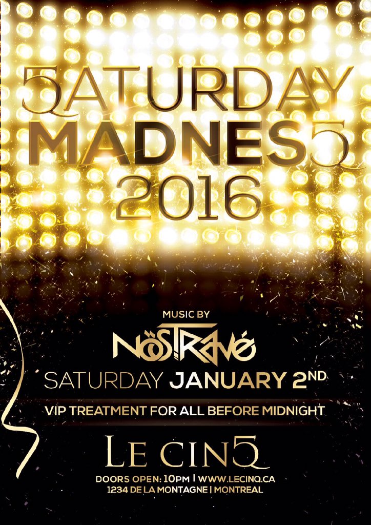 Tonight!! Saturday Madness ft. Yours truly #LeCinq