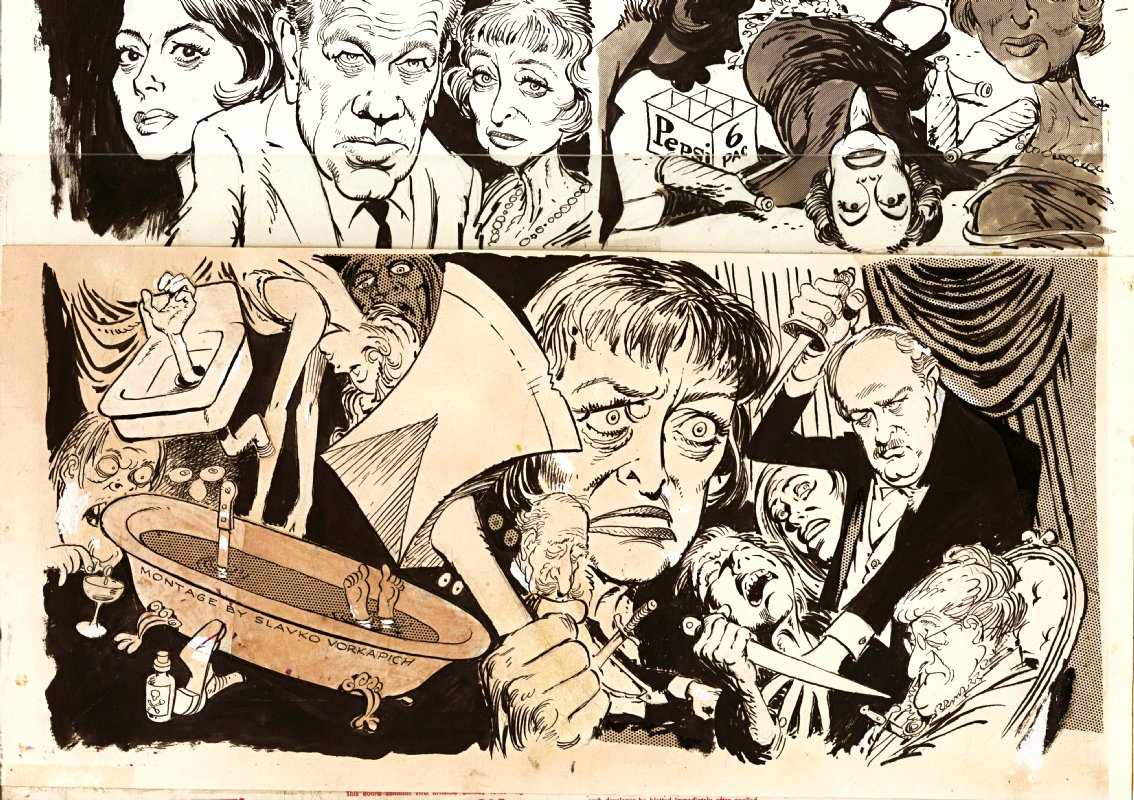 JustPrintMoney's tweet photo. Mort Drucker : Alternate versions of panel from (Mad) parody (Hush...Hush, Sweet Charlotte / 1964) https://t.co/dzgyDnC0Me