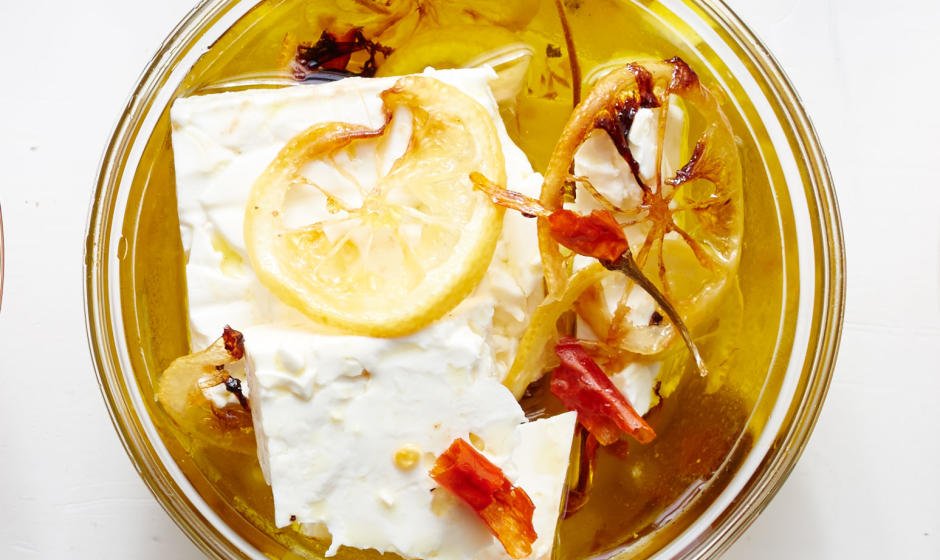 bonappetit's tweet photo. If feta had its way, it would bathe in this lemon-chile oil forever https://t.co/fVsCF6E9Mk https://t.co/0Bh5xM8flo