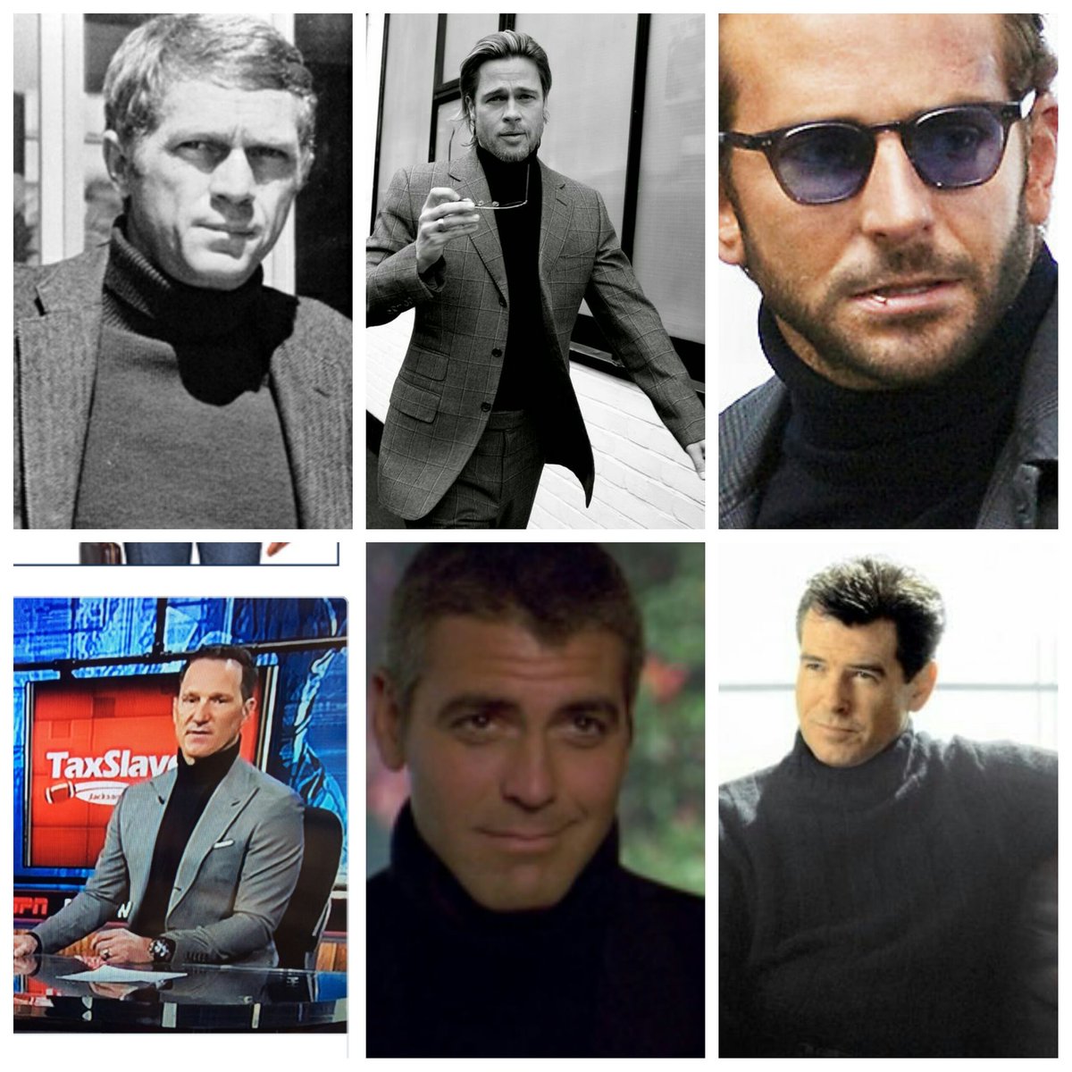 dannykanell's tweet photo. My top 4 of turtleneck wearers:
1. McQueen
2. Pitt
3. Cooper
4. Me
Next two in
5. Clooney 
6. Brosnan https://t.co/iRSUXXI1q2