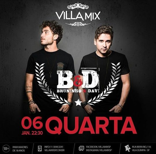 newsbruninho's tweet photo. E dia 06/01/2016 tem @BruninhoeDavi no Villa Mix SP! Não vai perde né? #ShowBeD https://t.co/1NJ7MtjEW2