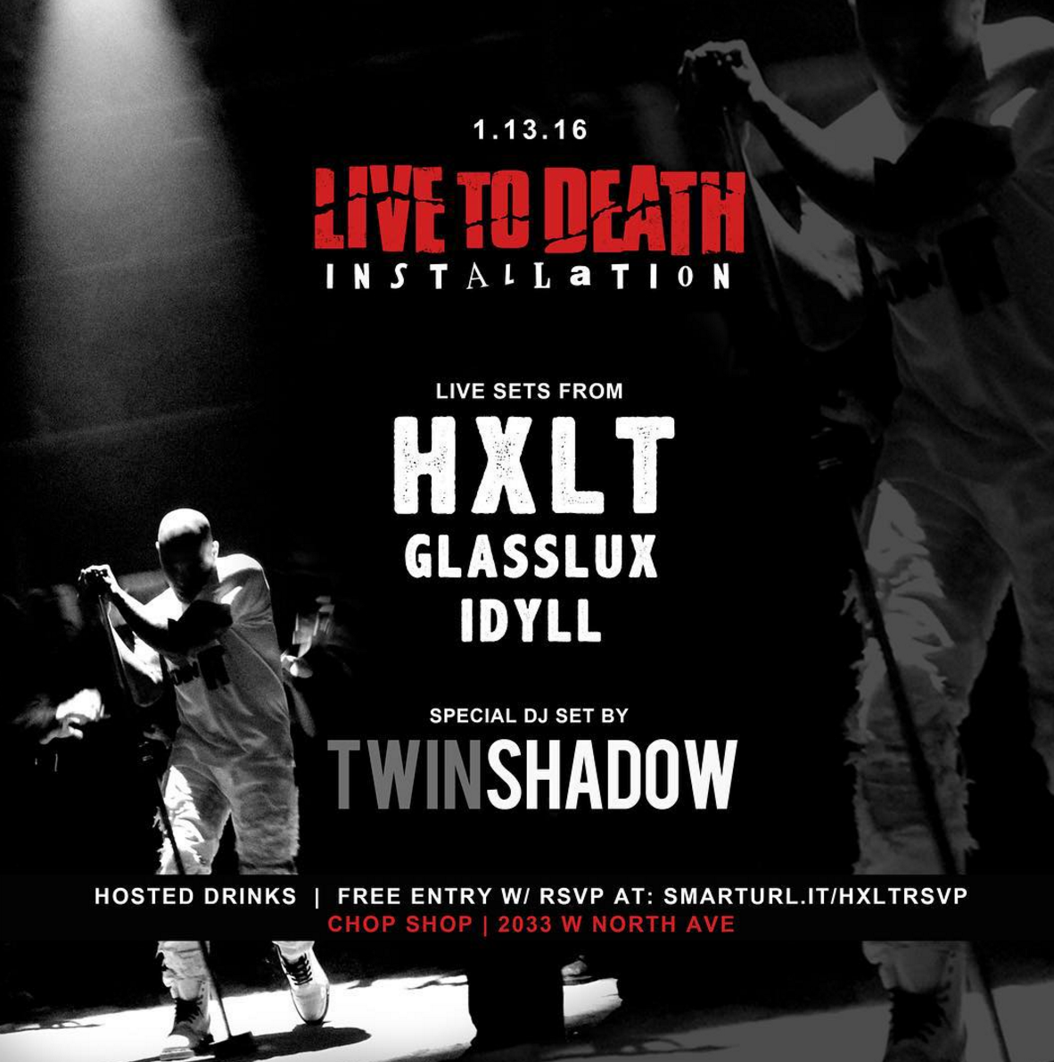 thesedaysmag's tweet photo. JUST ANNOUNCED: @HXLTMUSIC 'Live to Death' Installation ft @TwinShadow - 1/13 @1stWardEvents https://t.co/BsTyDVz88c https://t.co/7lpAFU3ajB