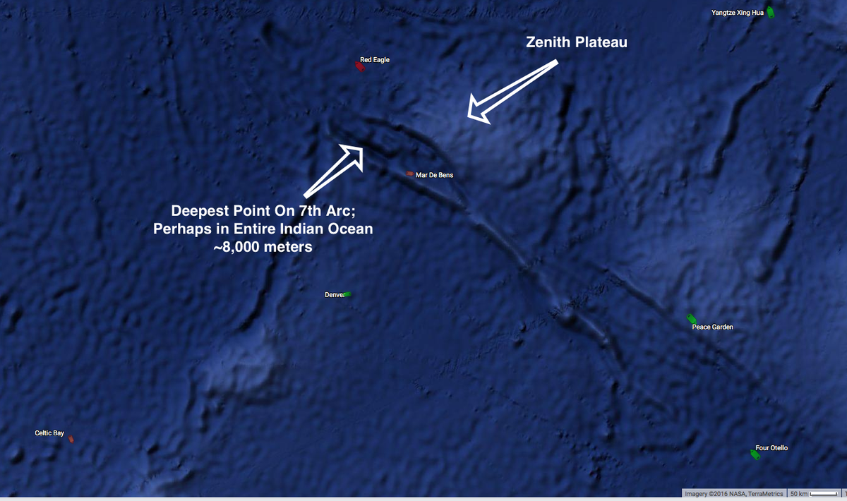 Mike Chillit on X: "This is north of Broken Ridge on 7th Arc; due west of  Exmouth. Location of Ocean Shield pings; not searched. #MH370  https://t.co/2ubvRQMxO5" / X