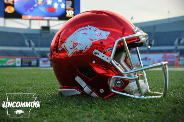 SportsCenter's tweet image. Arkansas helmets. 🔥 (via @BretBielema)