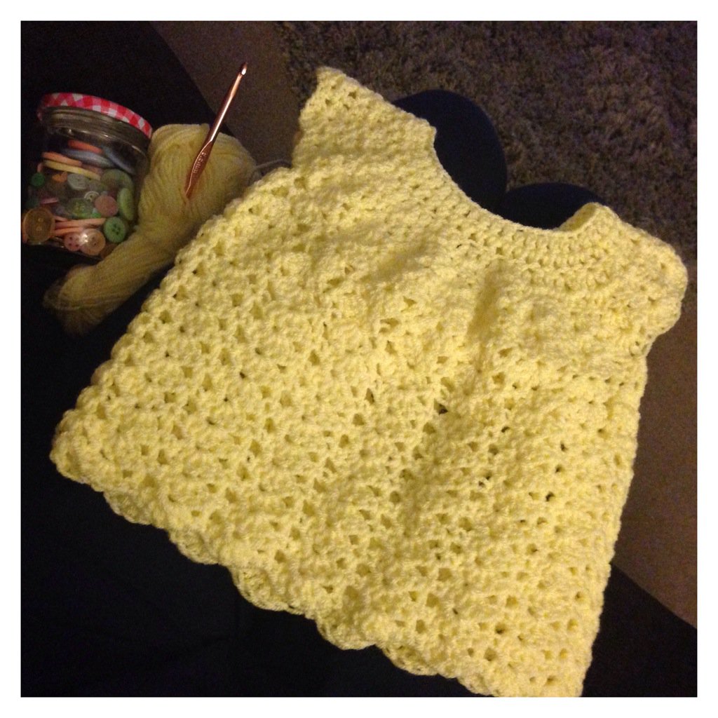 Granny_Squares's tweet photo. Tonight's crochet project complete! Lemon shell stitch baby dress 💛 https://t.co/8Ml4fLvZ4R