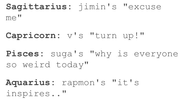 KPOP ASTROLOGY on Twitter: "SIGNS AS BTS' ENGLISH LINES. https://t.co