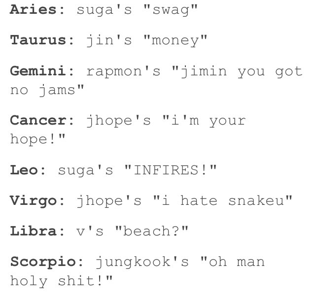 KPOP ASTROLOGY on Twitter: "SIGNS AS BTS' ENGLISH LINES. https://t.co