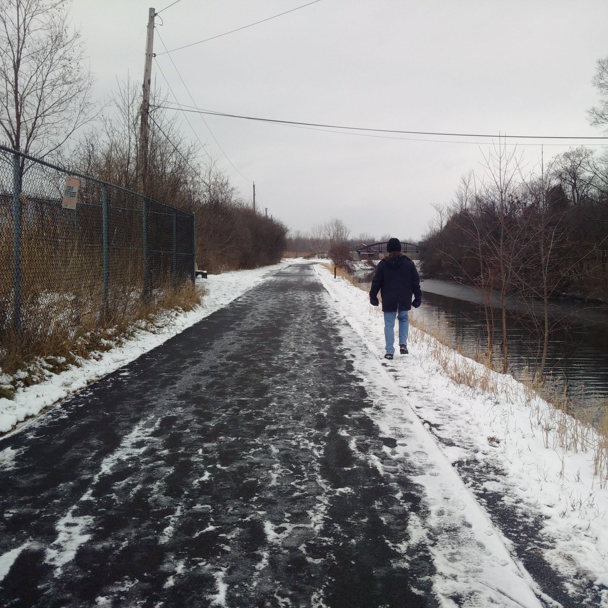 dewittengaged's tweet photo. Black ice on the paved canal, the new problem that ends year-round multi-use of the canal https://t.co/78QP3pZLNR