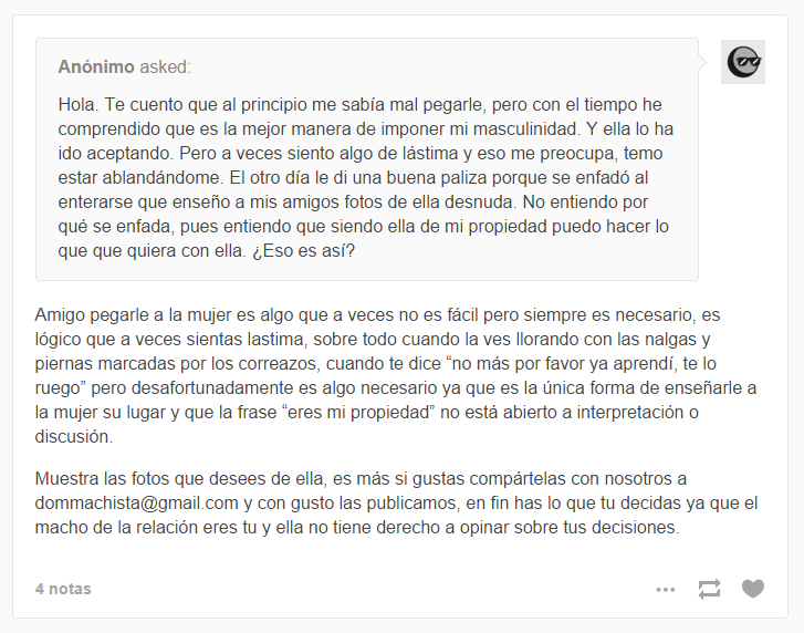 Vandal (@the_krime) on Twitter photo Más vale que <a href="/policia/">Policía Nacional</a> haga algo contra una cuenta <a href="/dommachista/">Dominación Machista</a> que promueve la violencia machista. Al loro a esto: Más vale que <a href="/policia/">Policía Nacional</a> haga algo contra una cuenta <a href="/dommachista/">Dominación Machista</a> que promueve la violencia machista. Al loro a esto: