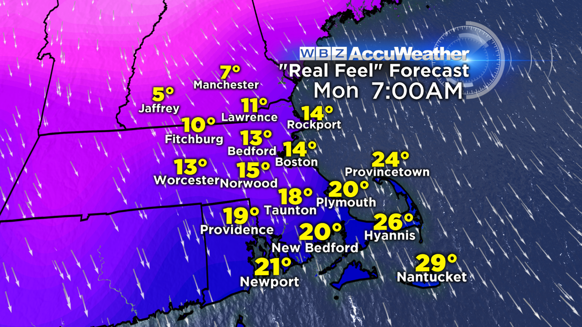 BarryWBZ's tweet photo. Thanks To The Wind, This Is What It Will Feel Like Monday Morning! #coldstuff #wbz https://t.co/USfwGCNPoX