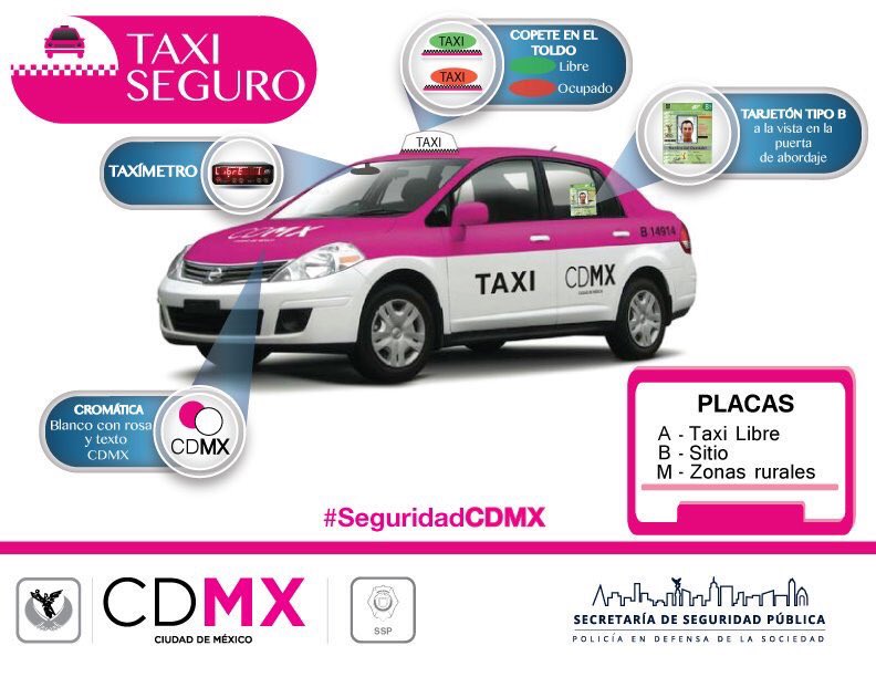 SSC_CDMX's tweet photo. #TipSSPDF Si sales de compras que tu trayecto y regreso sea en un taxi seguro. Aprende a identificarlos. https://t.co/AX5cWx6W7L