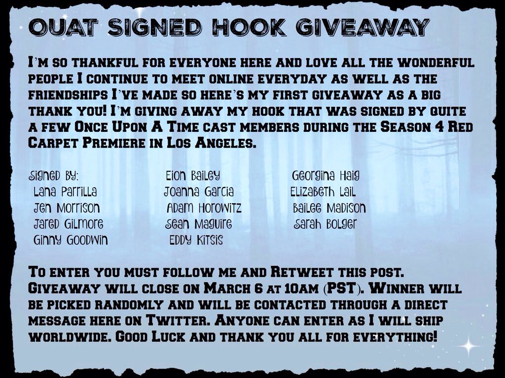 LauBayOUAT's tweet image. ✨✨✨OUAT GIVEAWAY!!✨✨✨
To enter:
**Follow/be following me @LauBayOUAT 
**RT this post 
Good Luck! 😄👍#OnceUponATime