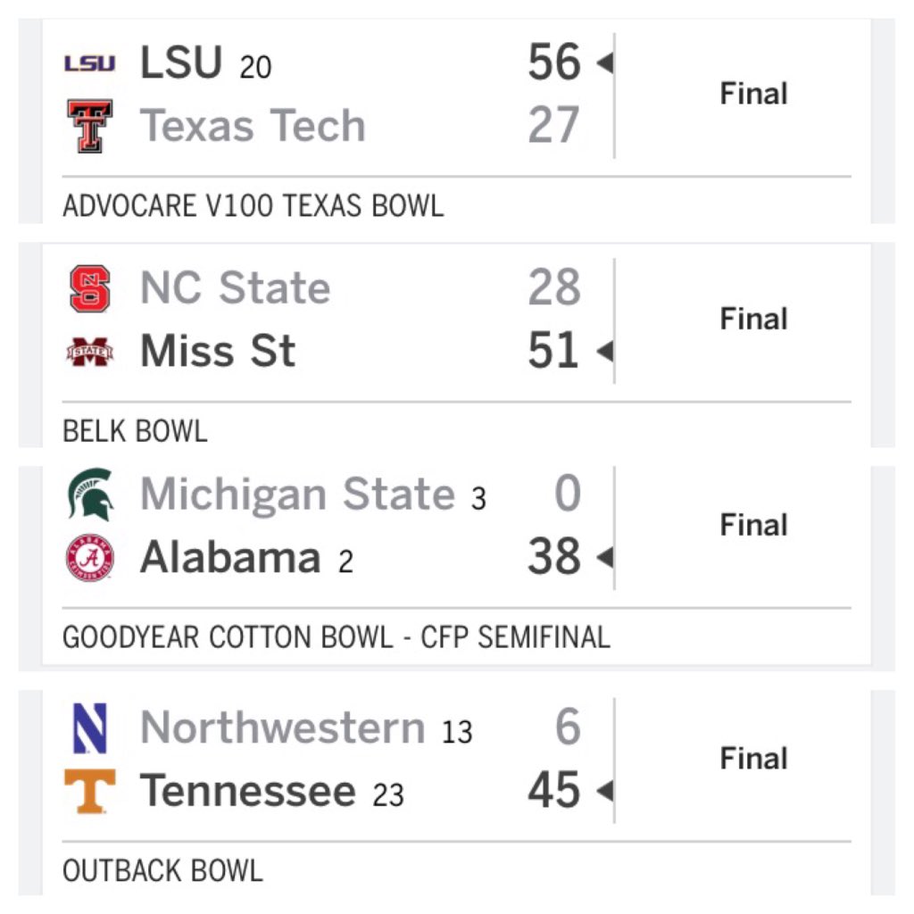KClev24's tweet photo. Wow! These bowl games are incredible! Thanks @CFBPlayoff ! https://t.co/92T61Na6xR