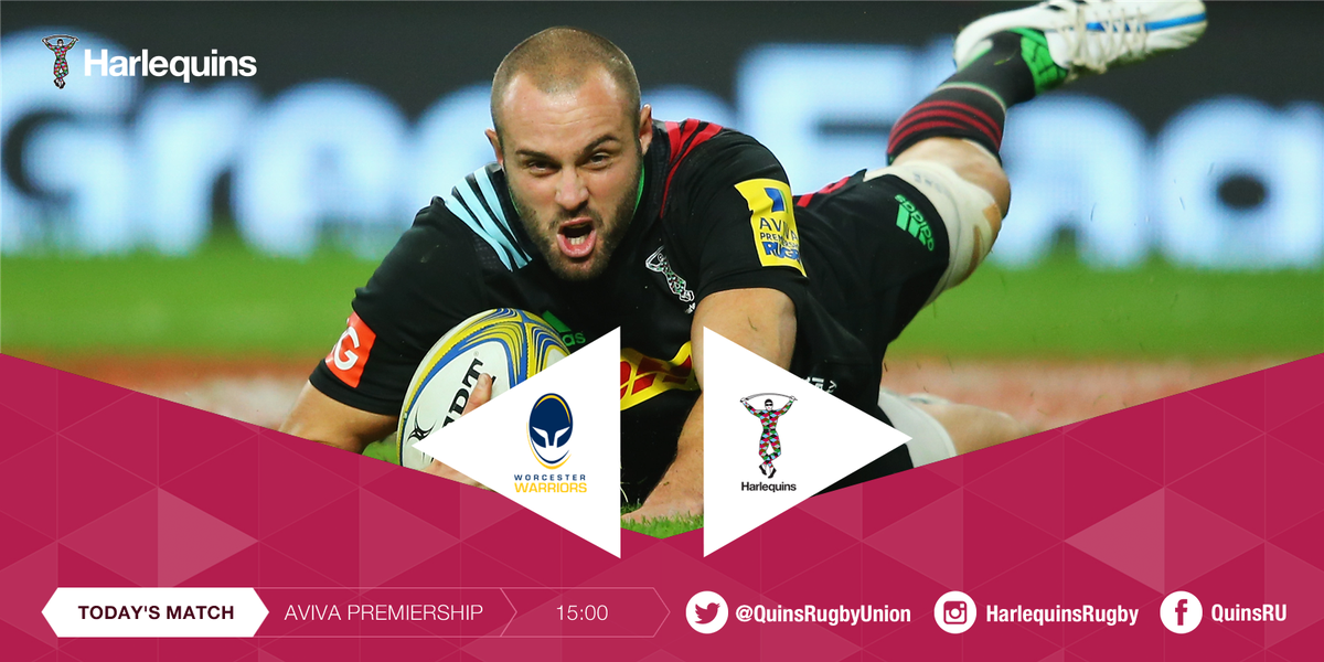 Harlequins's tweet photo. Game Day! Worcester Warriors v Harlequins live on BT Sport 1 (kick off 15:00)  #COYQ https://t.co/U99DM9IW9s