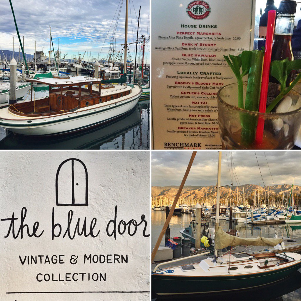 TayahHoward's tweet photo. Seafood and Bloody Marys, Sailboats and Blue Doors. Fun under the winter sun. #brophybros #thebluedoor #SantaBarbara https://t.co/KqhHm06SAx