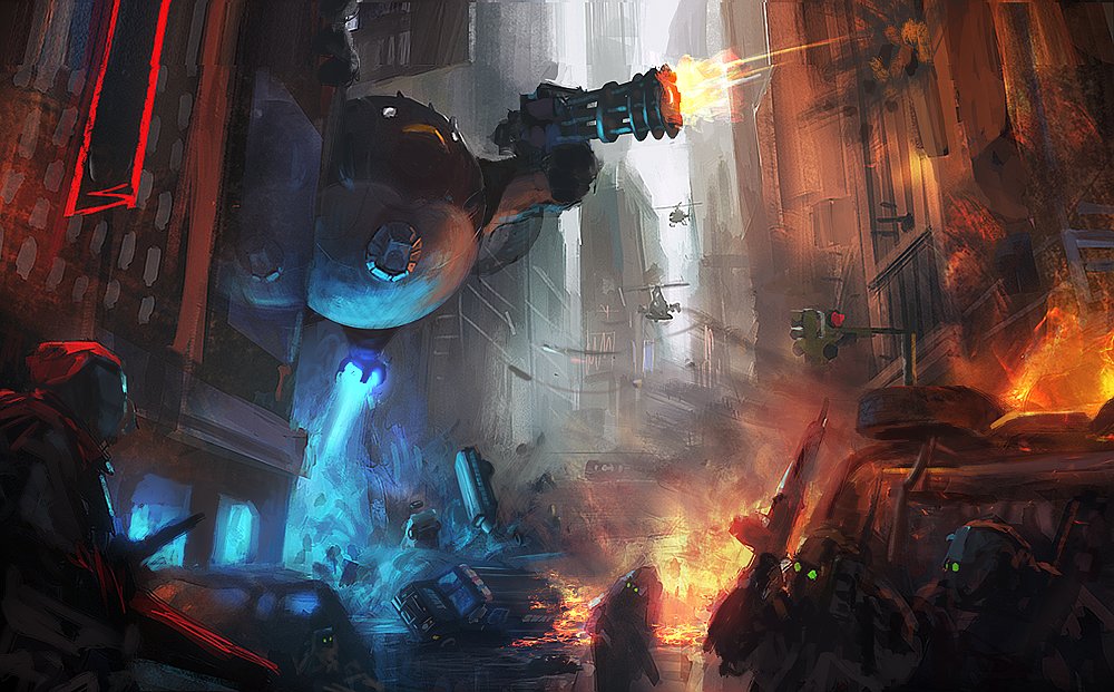 DeviantArt's tweet photo. You know what sci-fi needs more of? Penguins with firepower. 🐧🔥 https://t.co/HgRzwqtHQH https://t.co/TILktCMJth