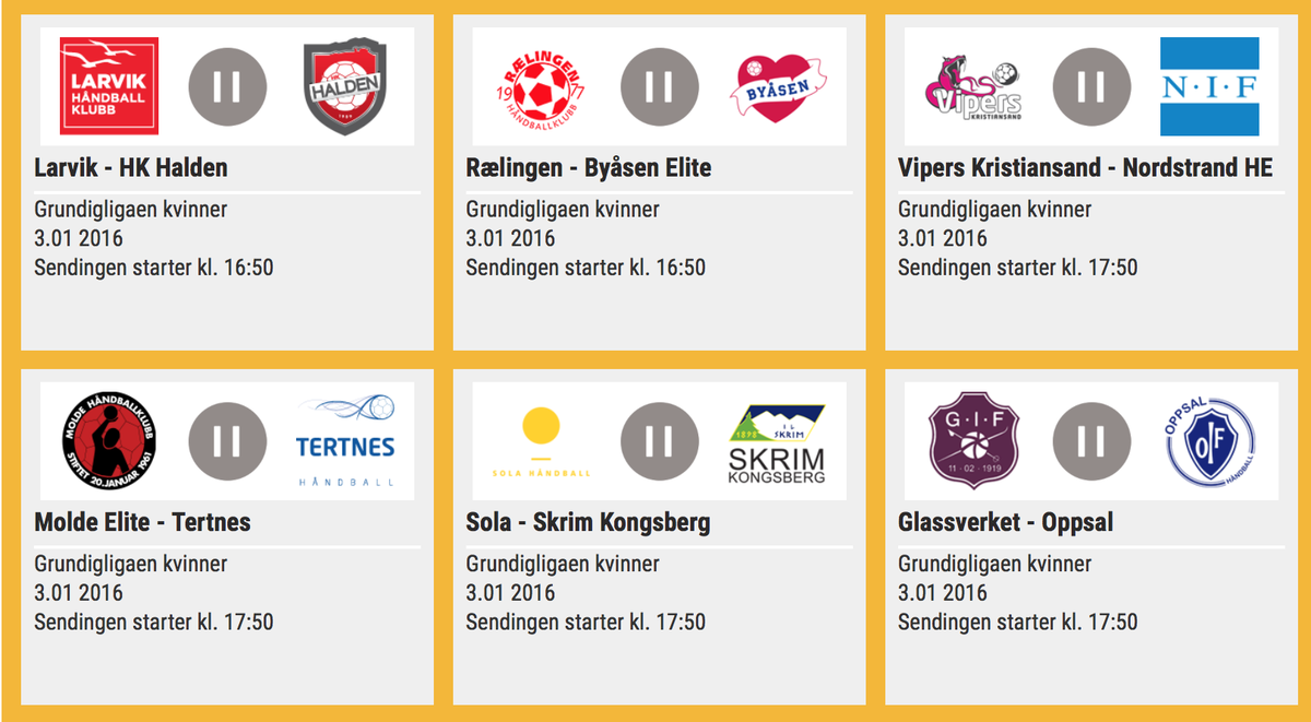 HandballTVcom's tweet photo. Vi ønsker alle våre seere et riktigtig Godt Nyttår og starter 2016 med hele seks kamper i GRUNDIGligaen kvinner: https://t.co/oFJ8gzY3IY