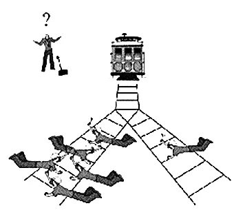 このトロッコを上手く動かして、全ての人を救うにはどうすればいいでしょうか？？