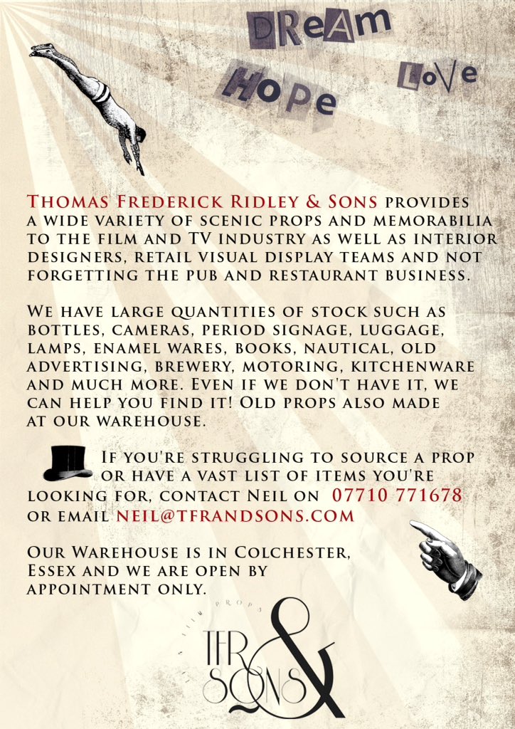 tfrandsons's tweet photo. @Shirliekemp Please keep our info or pass it on many thanks Neil
Ps it's all for sale #vintage #props #forsale https://t.co/utBTCMvfQP