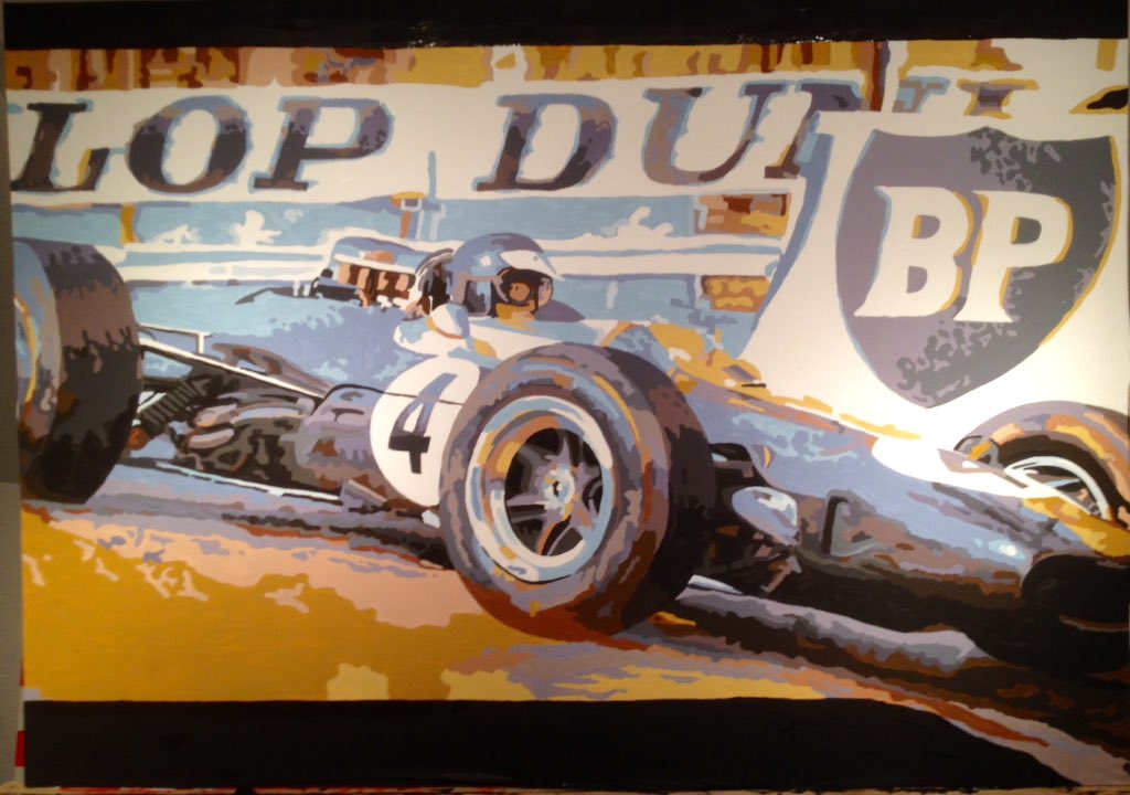 ArtOldtimer's tweet photo. Painting of Graham Hill, Lotus, by https://t.co/zCMRmfOwon https://t.co/JqQSnxCjJH