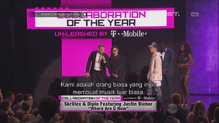 wedadatef's tweet image. Collaboration of the Year dimenangkan oleh Skrillex &amp;amp; Diplo feat. @justinbieber - Where Are You Now. #AMAs2015OnNET