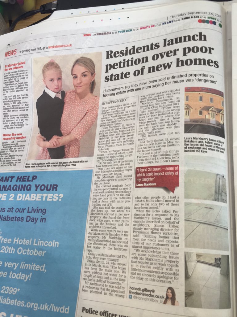 lauraelizamarsh's tweet image. @PersimmonHomes even an article in the paper won't get you to fix my home!!