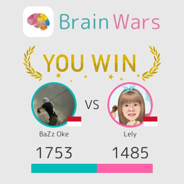 I challenged Lely and won:) Challenge players from around the world! #BrainWars
brainwarsapp.com