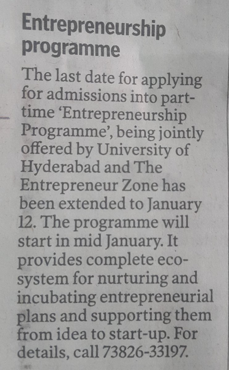 teztalks's tweet image. #Entrepreneurship #programme #Hyderabad #TELANGANA #India #startupindia #startups @the_hindu thehindu.com/todays-paper/t…