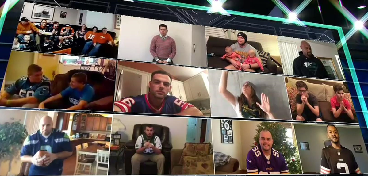 bhofheimer_espn's tweet photo. One of these fans will win trip to @superbowl50 today as part of @ESPNNFL's season-long #countdown2sb50 contest. https://t.co/eZHt4TdYfY