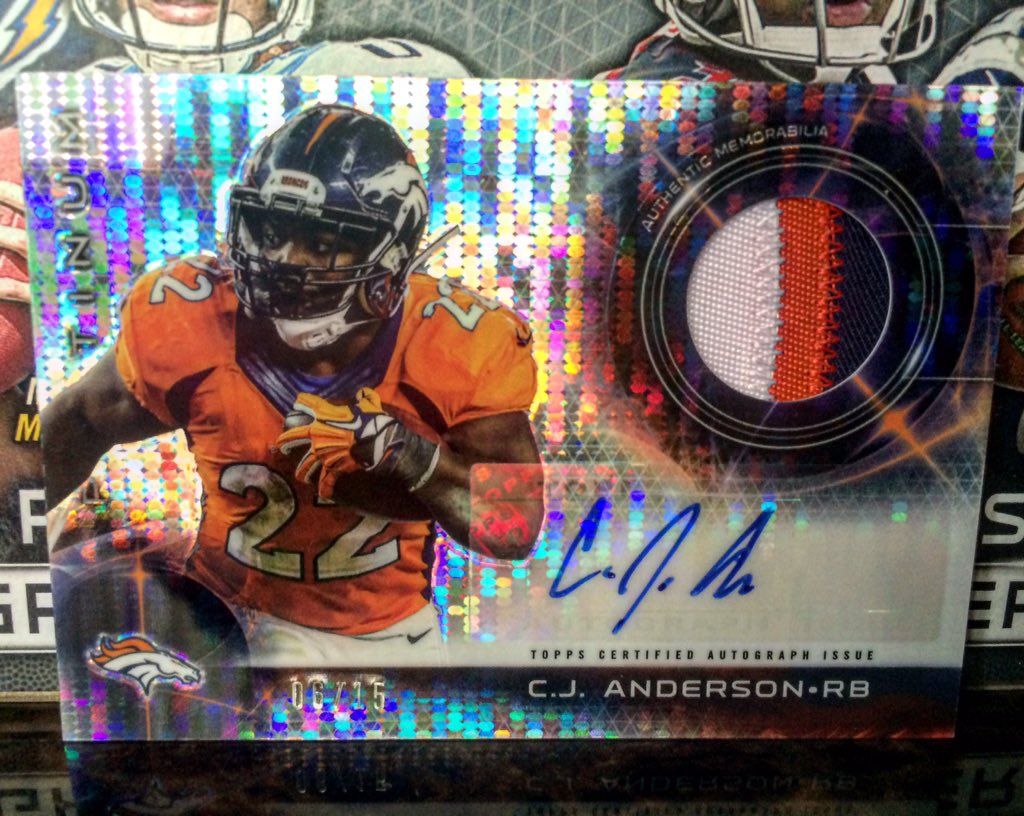 SamSalmon_'s tweet photo. @toppscards CJ Anderson was on 🔥🔥🔥 TODAY 🔥🔥🔥 | Topps Platinum CJ Anderson Veteran Patch Auto Pulsar /15 💪🏽 https://t.co/iSih2FMnbf