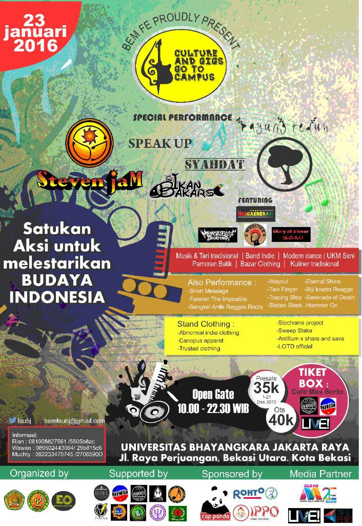 yo Brada Kami &amp; <a href="/stevenjam/">Steven Jam Official</a> akn perform tgl 23Jan d'acara <a href="/BemfeUBJ/">BEM FE UBHARA</a> ,d'univ Bhayangkara Bek-Ut
merapat goyang reggae