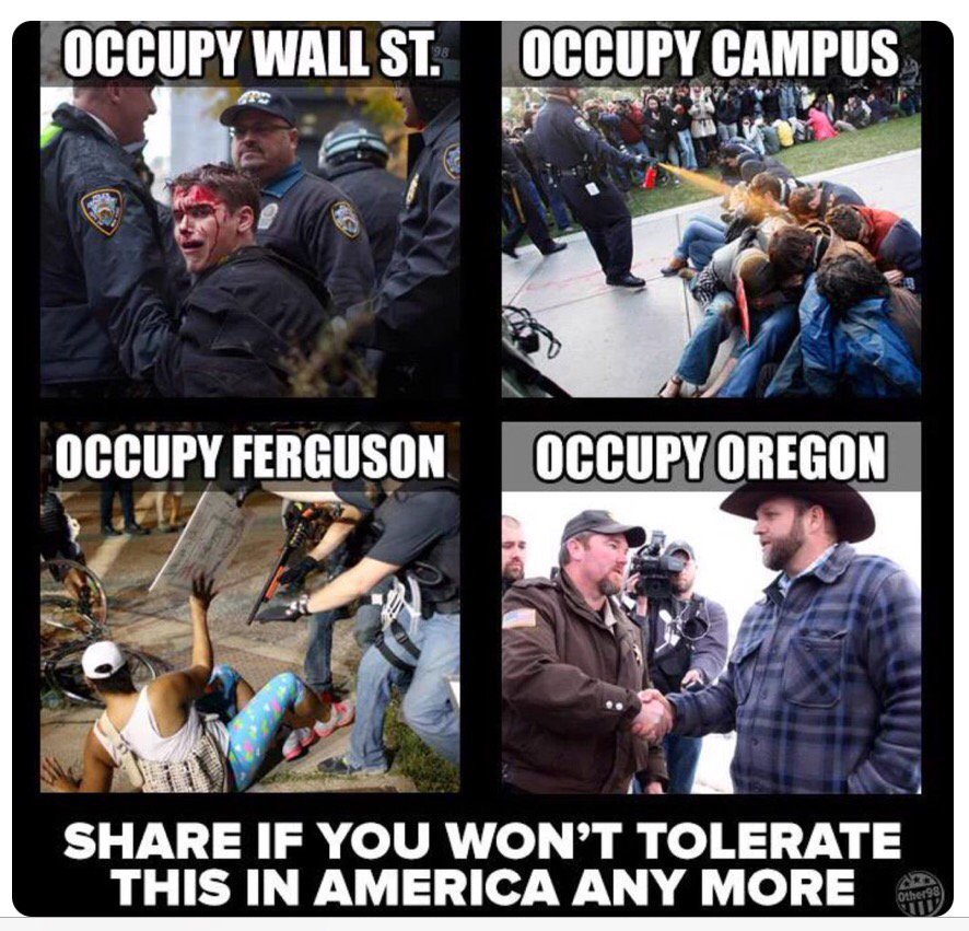 LOrion's tweet photo. RightWing Double stds and unequal responses to protesters is ILLEGAL @FBI WE SEE YOU  https://t.co/C2JaN8hKhZ https://t.co/b6K9rovftt