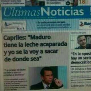 hombreradikal's tweet photo. Capriles: "Maduro tiene la leche acaparada y yo se la voy a sacar de donde sea". !!!! #CaprilesPorQueNoTeCallas? https://t.co/9NBuQigCSt