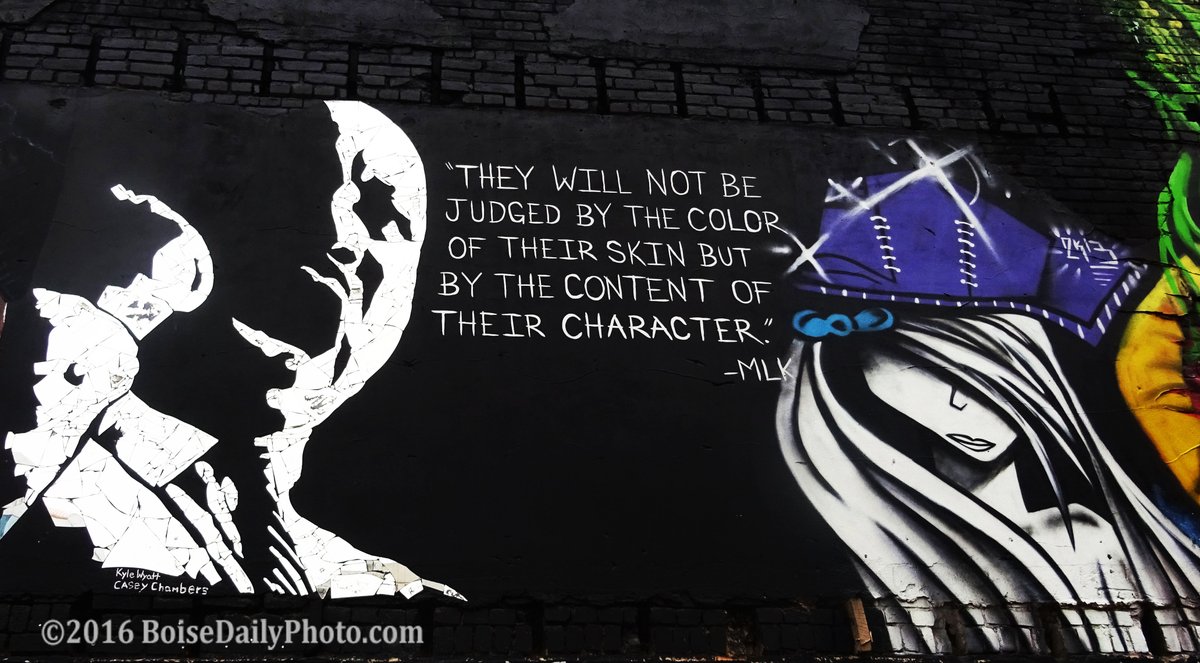 BoiseDailyPhoto's tweet image. MLK. Jr. weekend. This 'mirrors' art is in Boise's Freak Alley.
