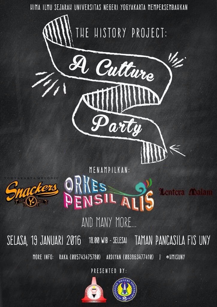 #infojogja A Culture pARTy | Come and enjoy! Let's ROCK! <a href="/ORKESpensilAlis/">OPA</a> <a href="/snackersjogja/">SNACKERS</a> <a href="/lenteramalam_/">LenteraMalam Project</a>  <a href="/HMISUNY/">Ilmu Sejarah UNY</a>