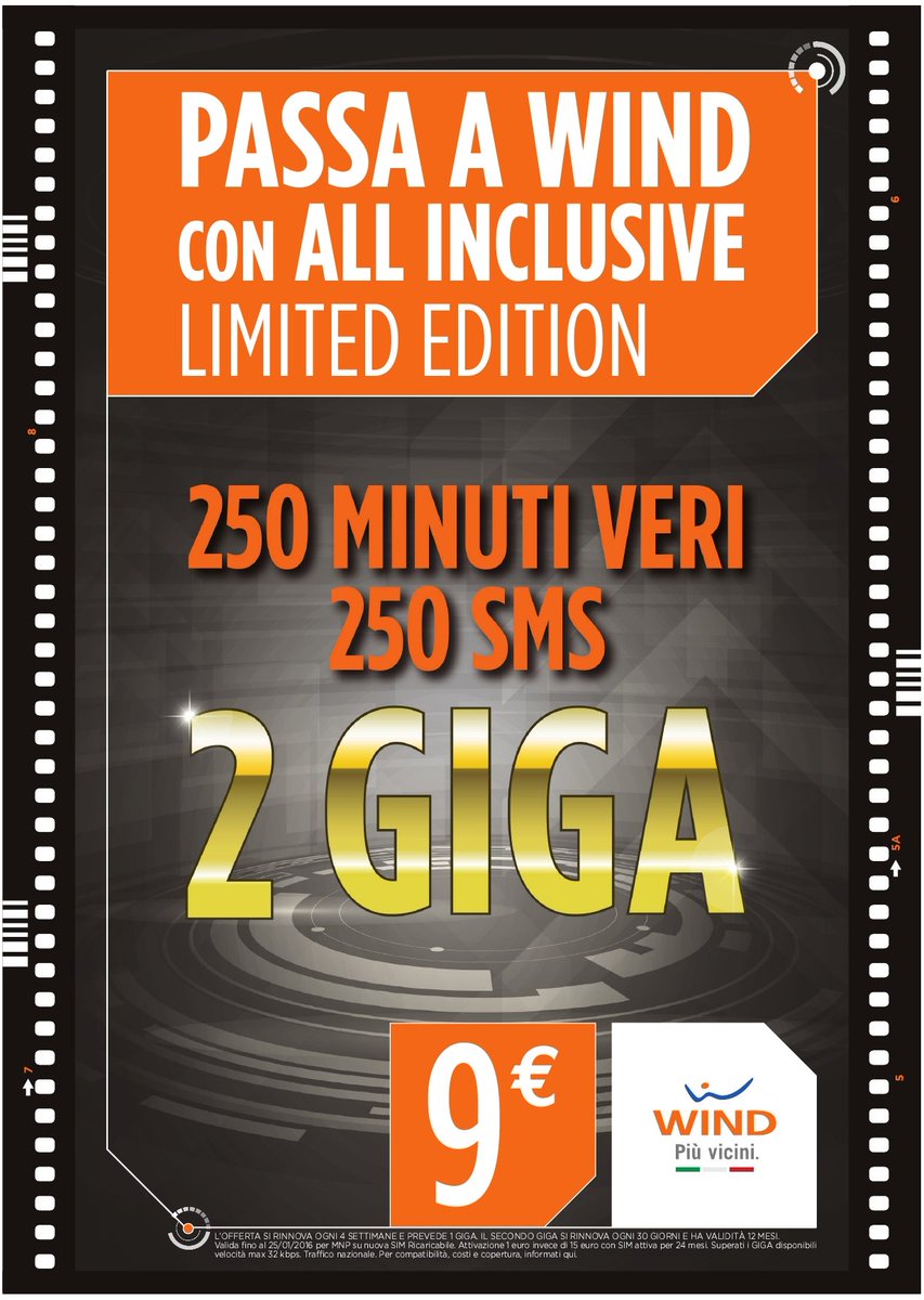 windmestre's tweet photo. All Inclusive Limited Edition: 250 MINUTI VERI, 250 SMS vs tutti, 2 GIGA a 9 euro per i Clienti che passano a Wind https://t.co/3ZS05jBfyi