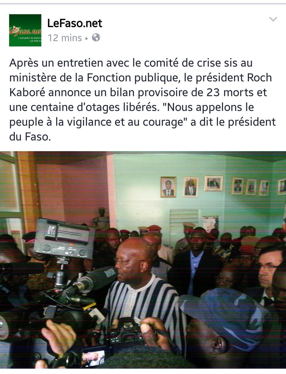 <a href="/BBCAfrica/">BBC News Africa</a> <a href="/bbcafrique/">BBC News Afrique</a>  The president <a href="/rochkaborepf/">Roch KABORE</a> is calling for vigilance and fearlessness via <a href="/Lefaso_net/">Lefaso_net</a>