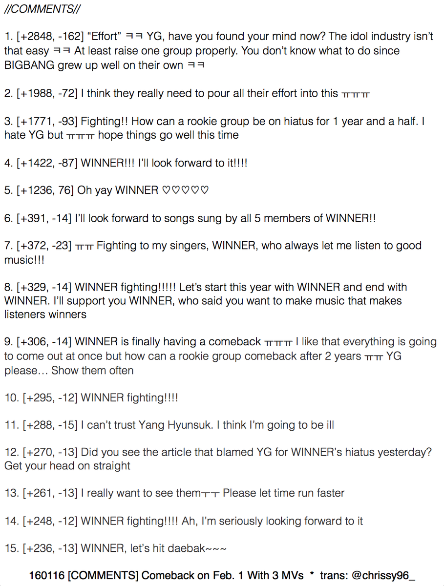 chrissy96_'s tweet photo. [ARTICLE+COMMENTS TRANS] 160116 #WINNER Comeback on Feb.1 With 3 MVs
https://t.co/UEypX9RzoE https://t.co/1QwR4W0tif