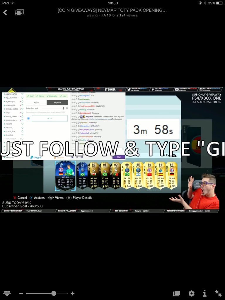 TOTY NEUER, TOTY SILVA &amp; SIF BALE PACKED SO FAR!!! Twitch.tv/Ltzonda 50k GIVEAWAY NOW!! #RT #Retweet