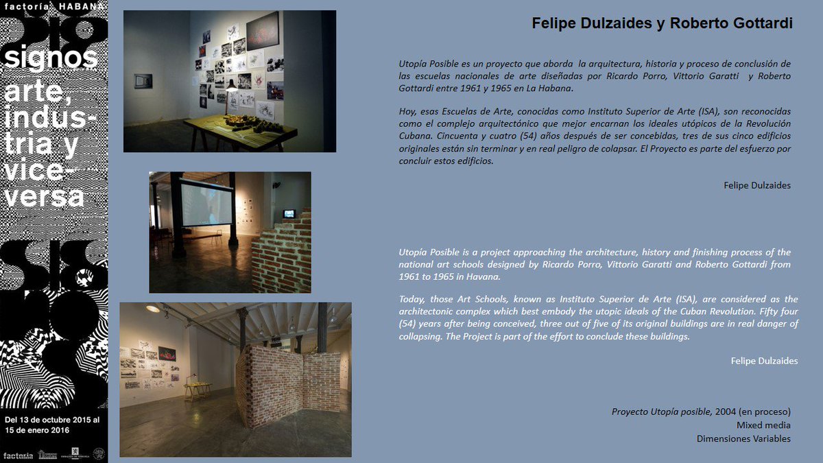 FactoriaHabana's tweet photo. DOSSIER: Exhibition "Signs. Arts, Industry and vice versa" at @FactoriaHabana #FelipeDulzaides &amp; #RobertoGottardi https://t.co/3BZYLce1UB