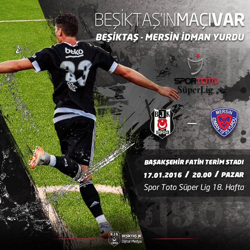 Mersin İdmanyurdu karşılaşmasında taraftarlarımızı takımımıza destek olmaya davet ediyoruz. #Beşiktaş
