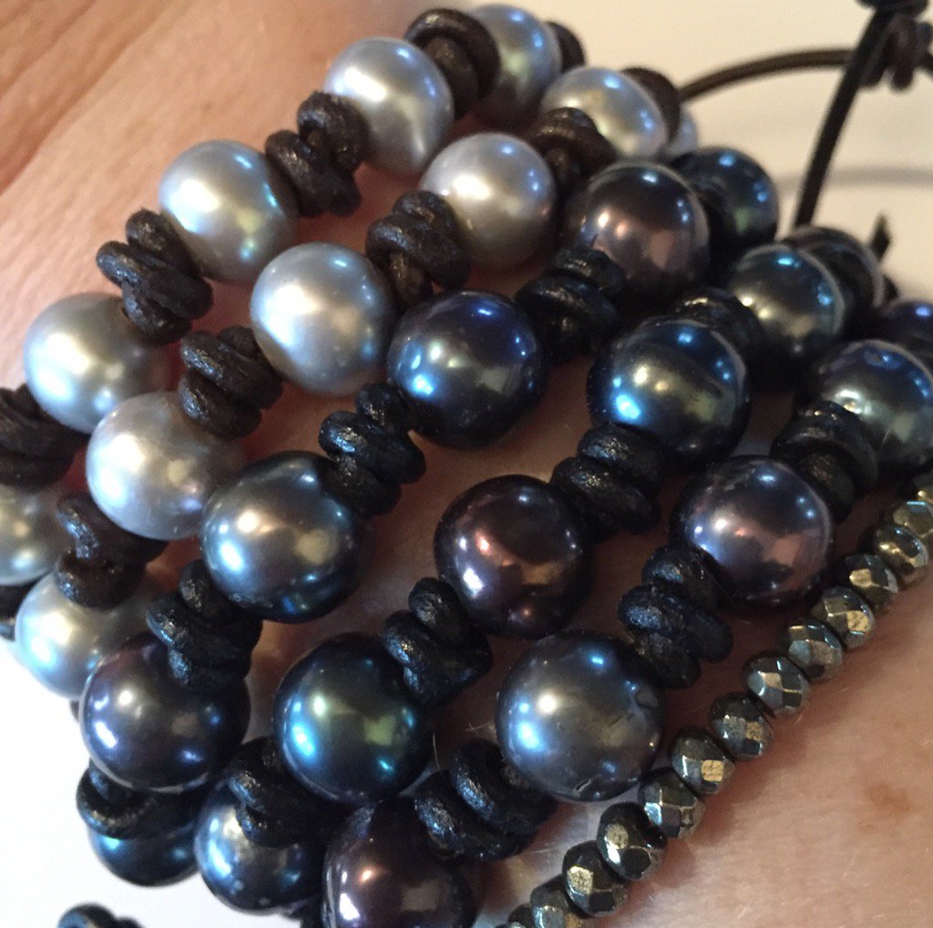 Even better all together!
#blackpearls #pearls #pyrite #leather #Nantucket <a href="/ericawilson/">Erica Wilson Nantuck</a>